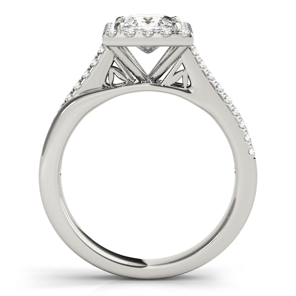 Halo Princess Free Form Pavé Princess Cut Engagement Ring - Elgrissy Diamonds