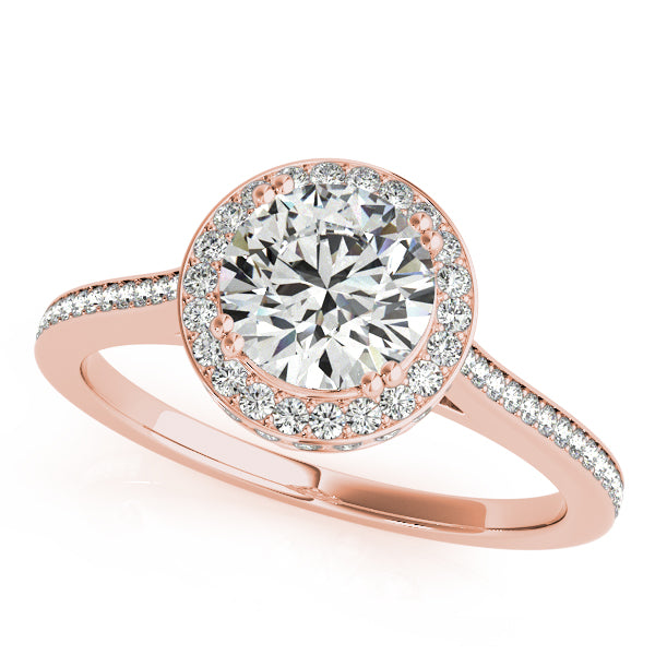 Bezel Double Edge Halo Flower Engagement Ring - Elgrissy Diamonds