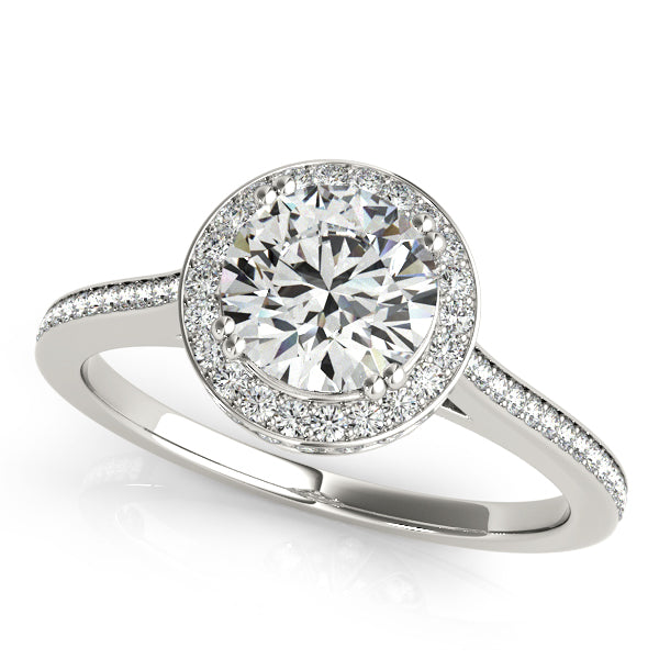 Bezel Double Edge Halo Flower Engagement Ring - Elgrissy Diamonds
