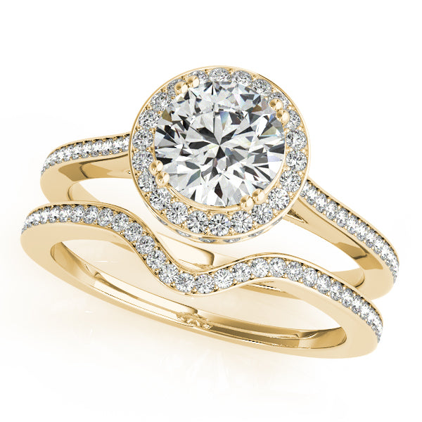 Bezel Double Edge Halo Flower Engagement Ring - Elgrissy Diamonds