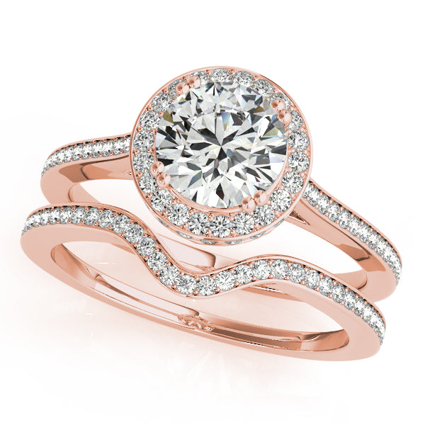 Bezel Double Edge Halo Flower Engagement Ring - Elgrissy Diamonds