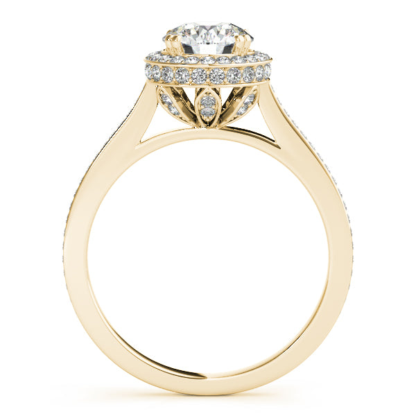 Bezel Double Edge Halo Flower Engagement Ring - Elgrissy Diamonds