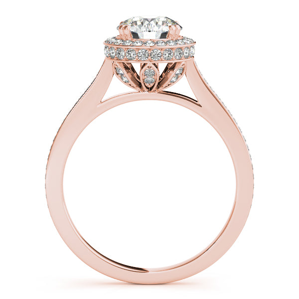 Bezel Double Edge Halo Flower Engagement Ring - Elgrissy Diamonds