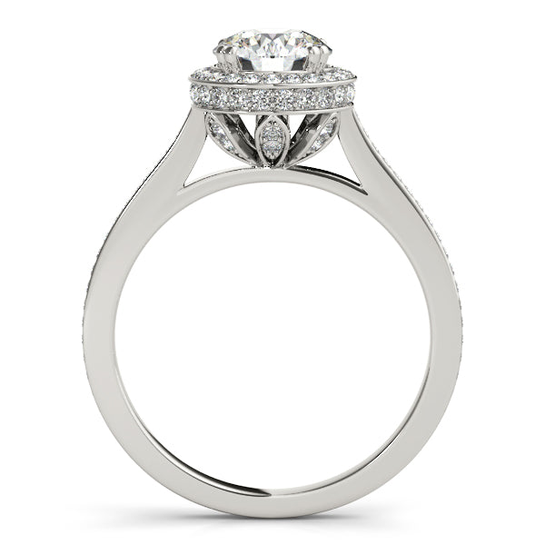 Bezel Double Edge Halo Flower Engagement Ring - Elgrissy Diamonds