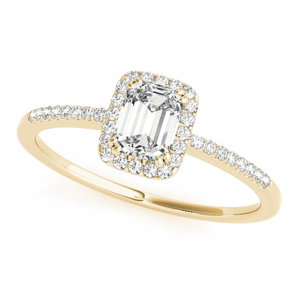 Halo with Pavé Shank Emerald Cut Engagement Ring - Elgrissy Diamonds