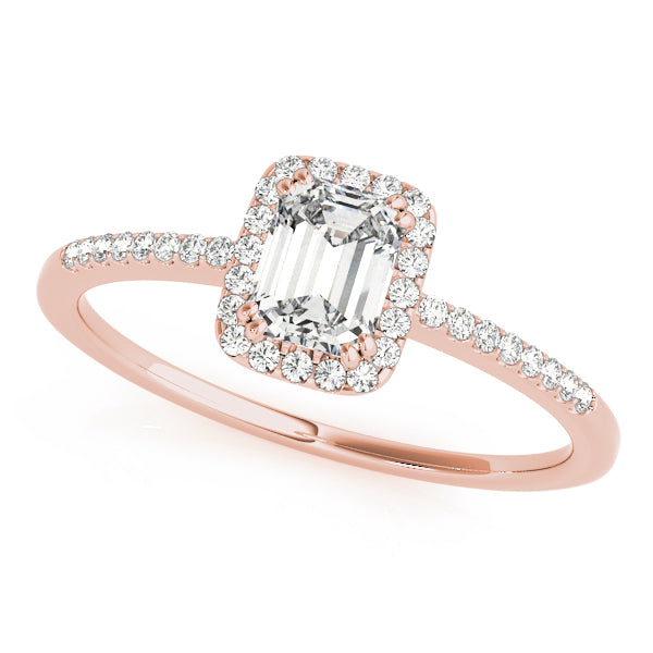 Halo with Pavé Shank Emerald Cut Engagement Ring - Elgrissy Diamonds