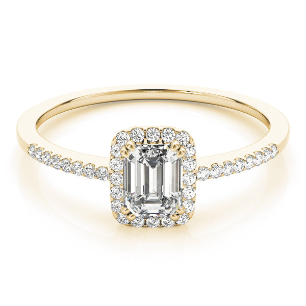Halo with Pavé Shank Emerald Cut Engagement Ring - Elgrissy Diamonds