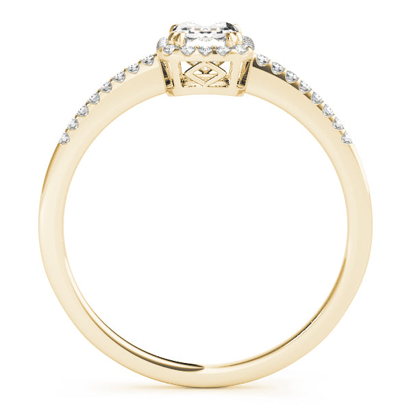 Halo with Pavé Shank Emerald Cut Engagement Ring - Elgrissy Diamonds