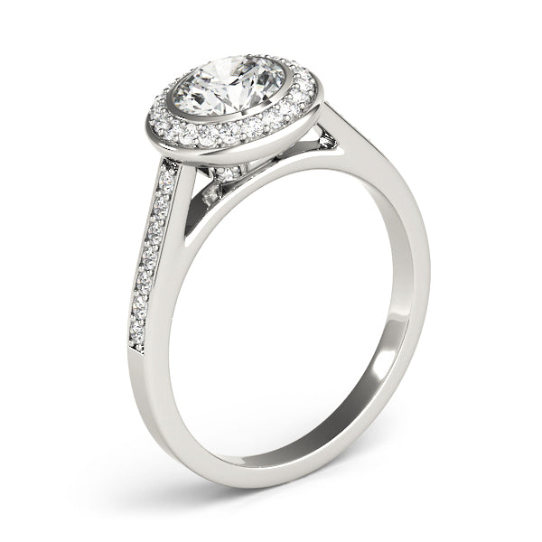 Bezel Halo Pavé Engagement Ring - Elgrissy Diamonds