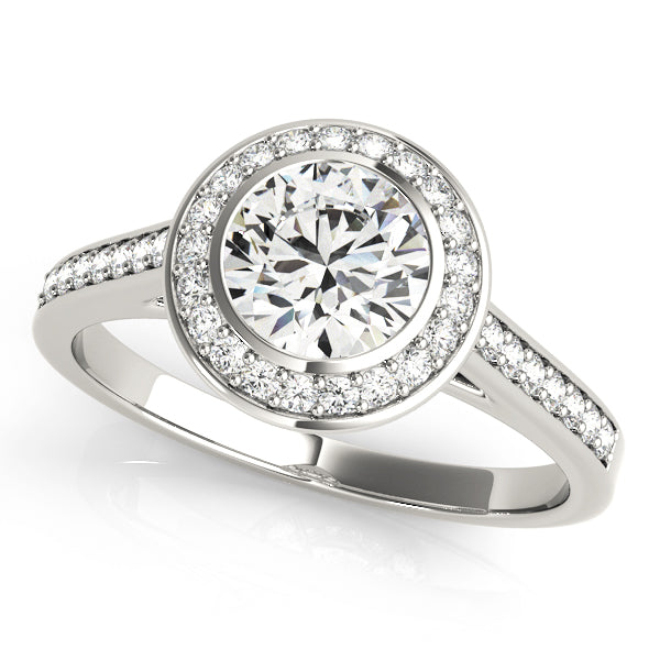 Bezel Halo Pavé Engagement Ring - Elgrissy Diamonds
