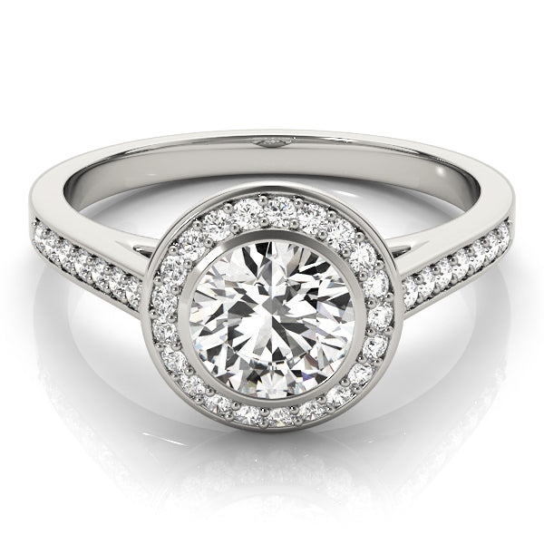 Bezel Halo Pavé Engagement Ring - Elgrissy Diamonds