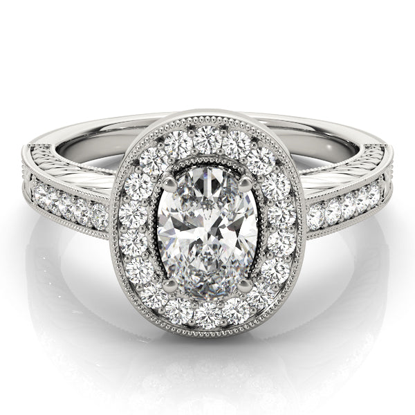 Vintage Bezel Halo Pavé Oval Engagement Ring - Elgrissy Diamonds