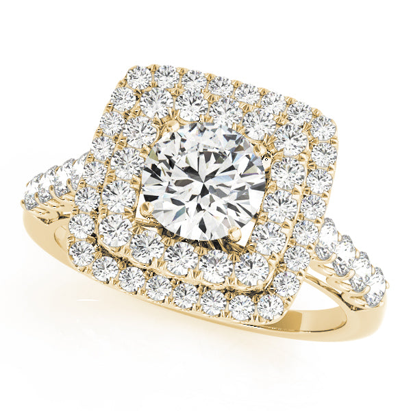 Square Double Halo Pavé Engagement Ring - Elgrissy Diamonds