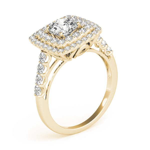 Square Double Halo Pavé Engagement Ring - Elgrissy Diamonds
