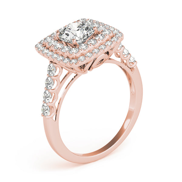 Square Double Halo Pavé Engagement Ring - Elgrissy Diamonds