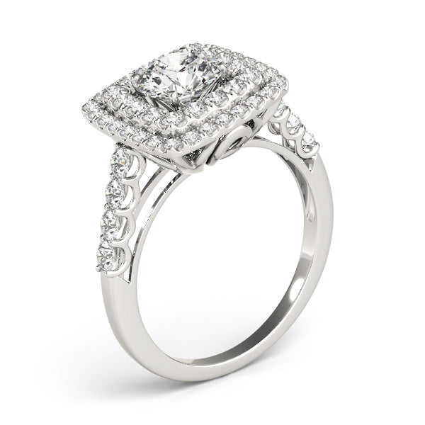 Square Double Halo Pavé Engagement Ring - Elgrissy Diamonds