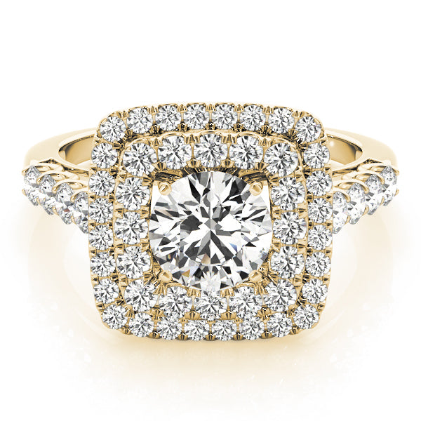 Square Double Halo Pavé Engagement Ring - Elgrissy Diamonds