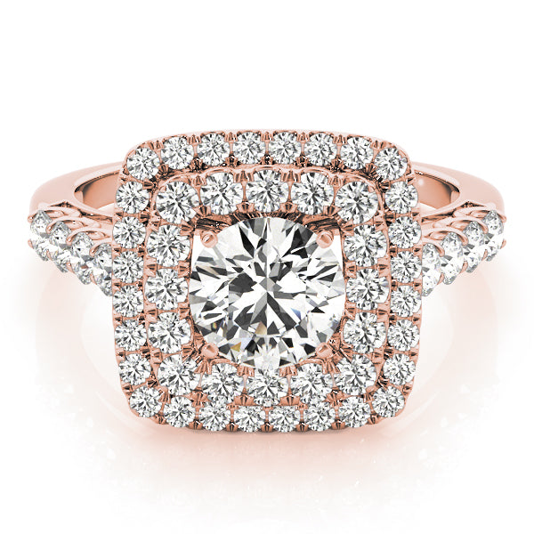 Square Double Halo Pavé Engagement Ring - Elgrissy Diamonds