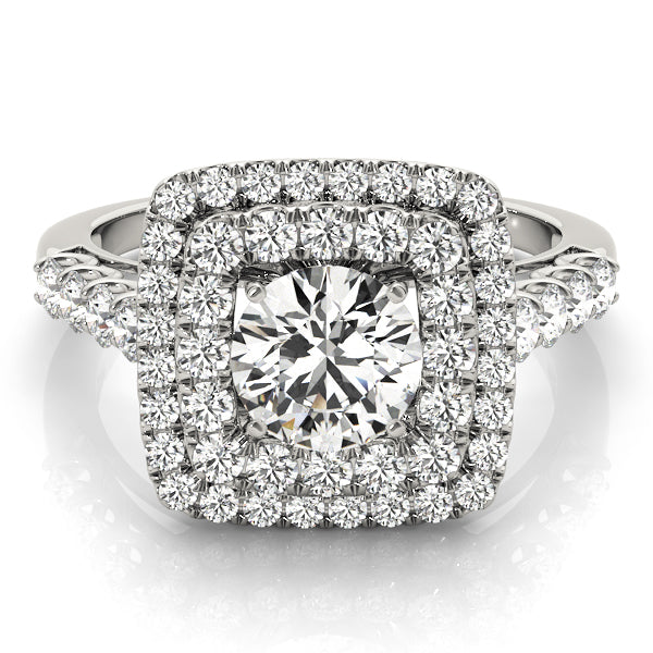 Square Double Halo Pavé Engagement Ring - Elgrissy Diamonds