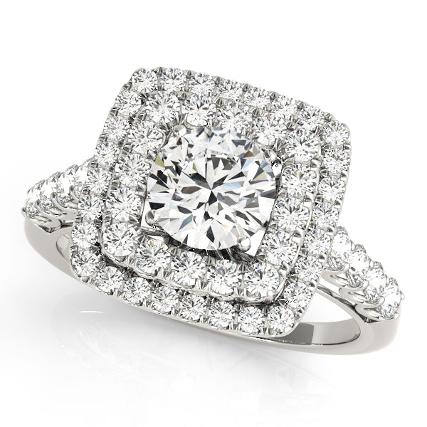 Square Double Halo Pavé Engagement Ring - Elgrissy Diamonds