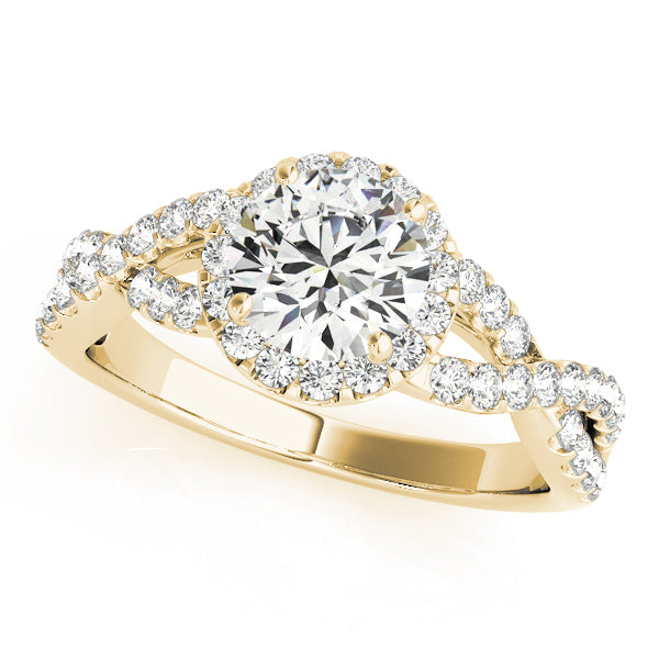 Halo Twisted Shank Engagement Ring - Elgrissy Diamonds