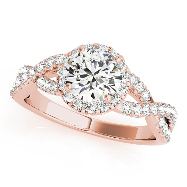 Halo Twisted Shank Engagement Ring - Elgrissy Diamonds