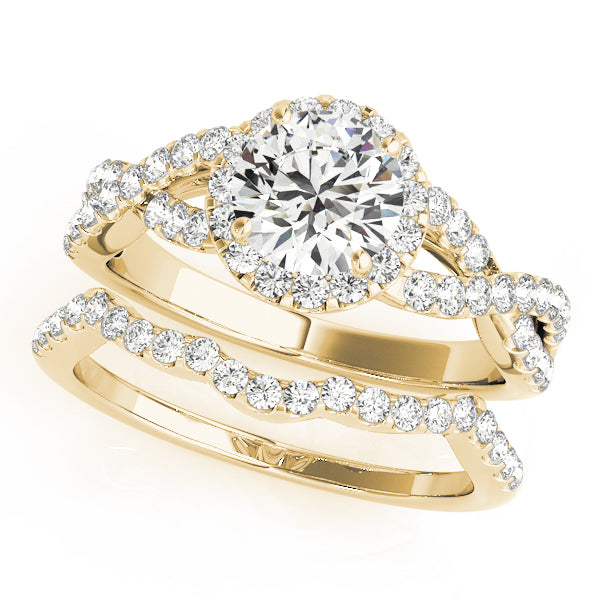Halo Twisted Shank Engagement Ring - Elgrissy Diamonds