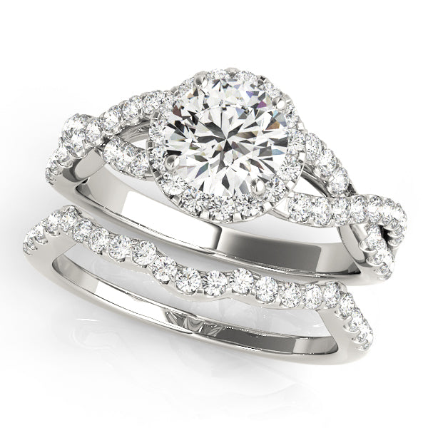 Halo Twisted Shank Engagement Ring - Elgrissy Diamonds