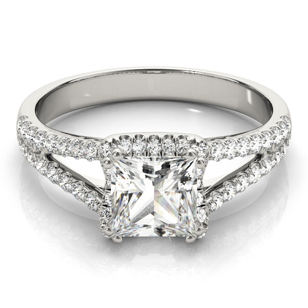 Float Halo Split Shank Princess Cut Engagement Ring - Elgrissy Diamonds