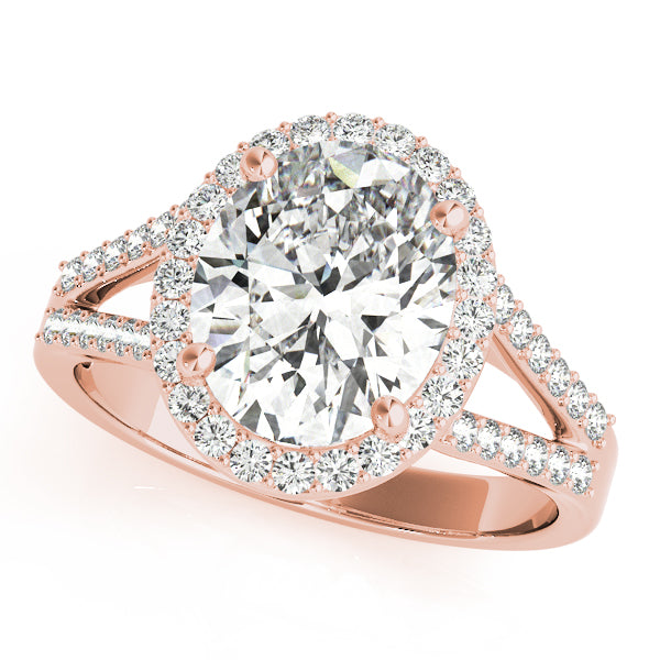 Oval Halo Split Shank Pavé Engagement Ring - Elgrissy Diamonds