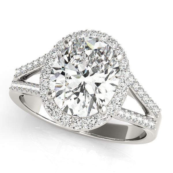 Oval Halo Split Shank Pavé Engagement Ring - Elgrissy Diamonds