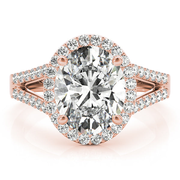 Oval Halo Split Shank Pavé Engagement Ring - Elgrissy Diamonds