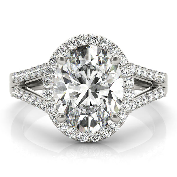 Oval Halo Split Shank Pavé Engagement Ring - Elgrissy Diamonds