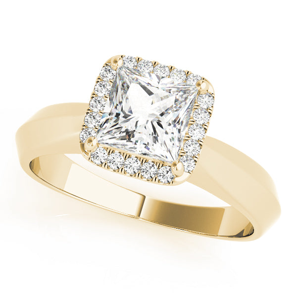 Wide knife Edge Halo Princess Cut Engagement Ring - Elgrissy Diamonds
