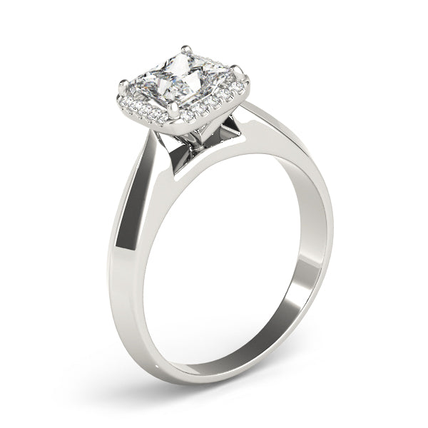 Wide knife Edge Halo Princess Cut Engagement Ring - Elgrissy Diamonds