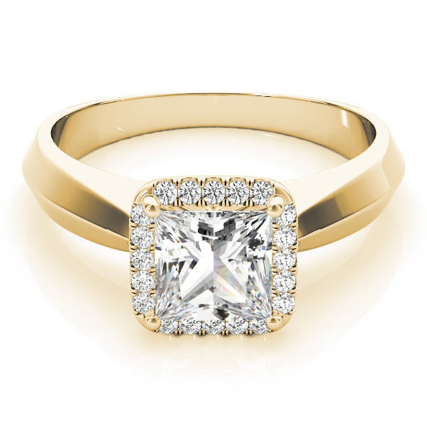 Wide knife Edge Halo Princess Cut Engagement Ring - Elgrissy Diamonds