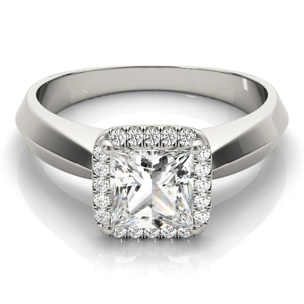 Wide knife Edge Halo Princess Cut Engagement Ring - Elgrissy Diamonds