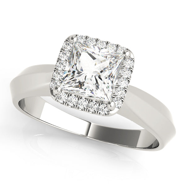 Wide knife Edge Halo Princess Cut Engagement Ring - Elgrissy Diamonds