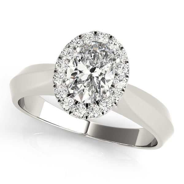 Oval Halo Knife Edge Engagement Ring - Elgrissy Diamonds