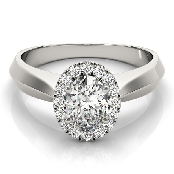Oval Halo Knife Edge Engagement Ring - Elgrissy Diamonds