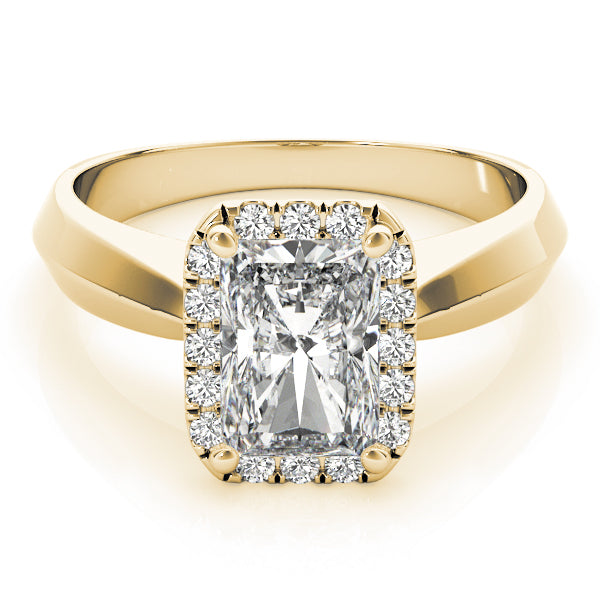 Knife Edge Halo Emerald Cut Engagement Ring - Elgrissy Diamonds