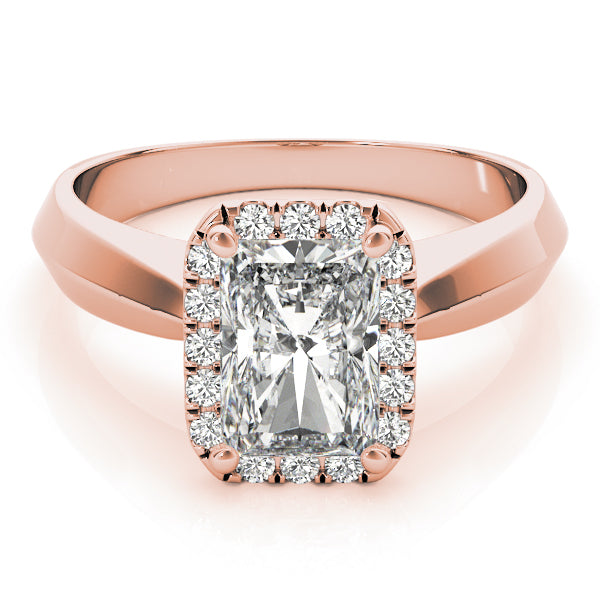 Knife Edge Halo Emerald Cut Engagement Ring - Elgrissy Diamonds