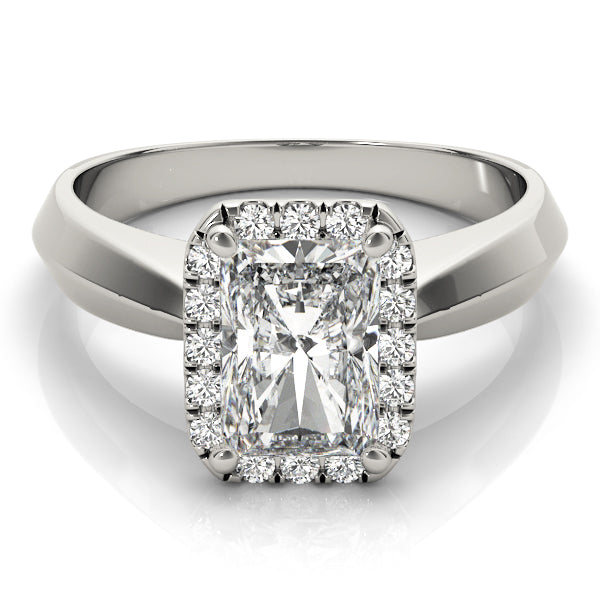 Knife Edge Halo Emerald Cut Engagement Ring - Elgrissy Diamonds