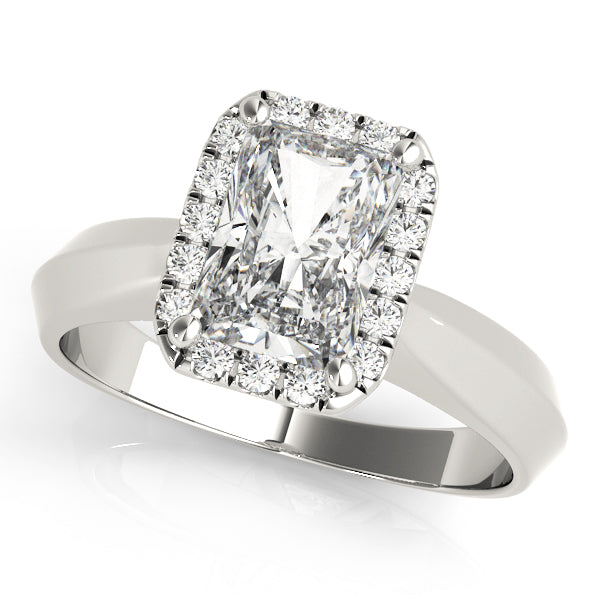 Knife Edge Halo Emerald Cut Engagement Ring - Elgrissy Diamonds