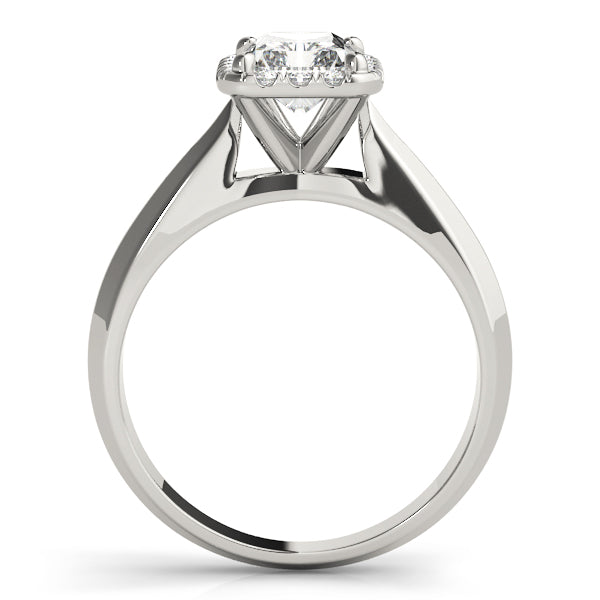 Knife Edge Halo Emerald Cut Engagement Ring - Elgrissy Diamonds