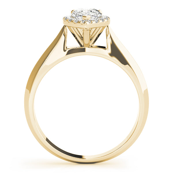 Wide Knife Edge Halo Pear Shape Engagement Ring - Elgrissy Diamonds