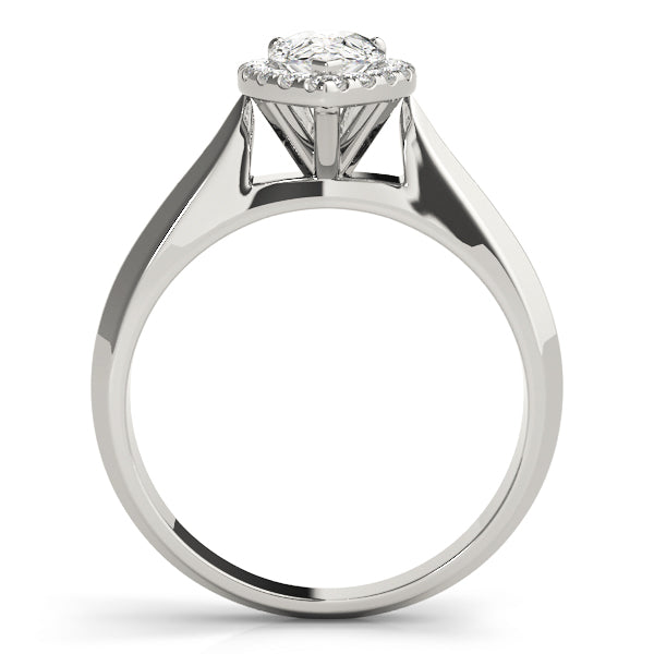Wide Knife Edge Halo Pear Shape Engagement Ring - Elgrissy Diamonds