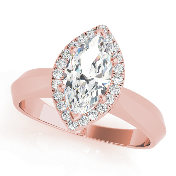 Marquise Halo Solitaire Diamond Engagement Ring - Elgrissy Diamonds