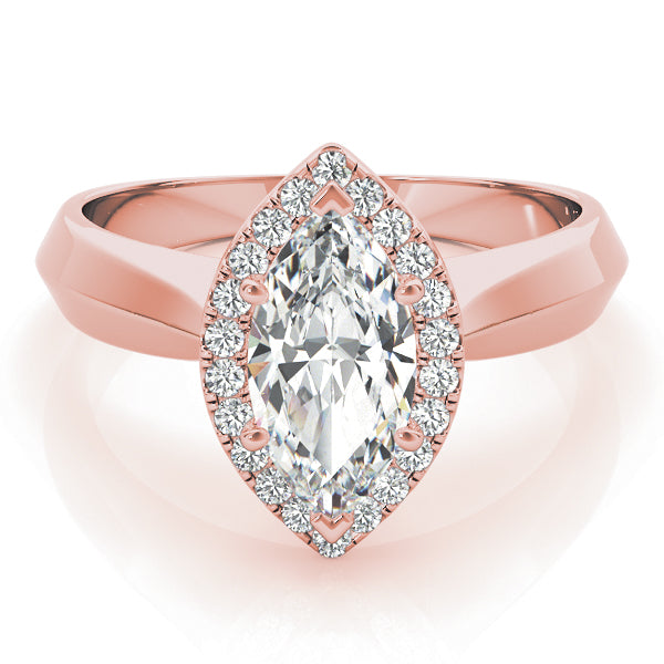 Marquise Halo Solitaire Diamond Engagement Ring - Elgrissy Diamonds