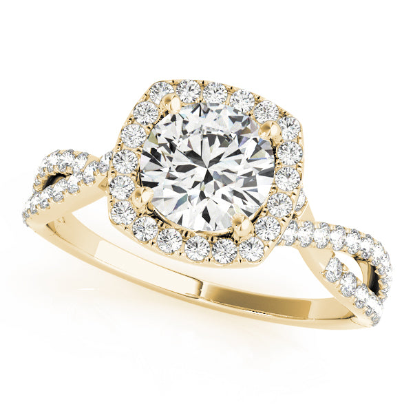 Twisted Shank Square Halo Engagement Ring - Elgrissy Diamonds